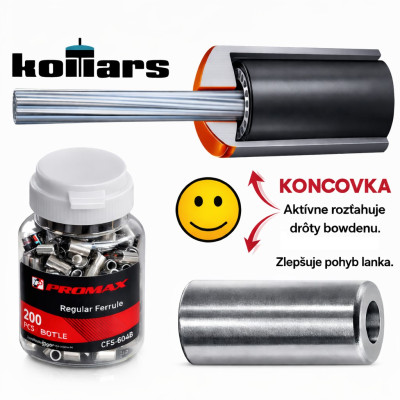 Koncovka rad.bowdenu Promax, oceľ 200 ks vo fľaši