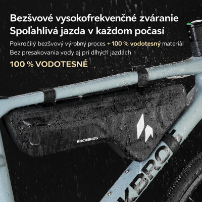 Taška RockBros vodotesná do rámu,kapacita 1,9L,čierna