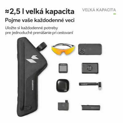 Taška RockBros vodotesná do rámu,kapacita 1,9L,čierna