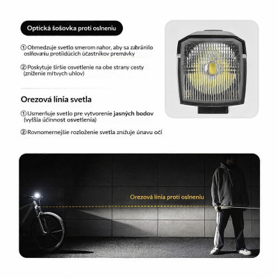 Svetlo predné RockBros, 1600 Lm., USB nabíjanie. V cene výrobku je zahrnutý recykl.pop.pre SR v sume 0,1248 €/kg