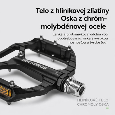 Pedál RockBros, PL,LSL Flat Al, 9/16, čierny.