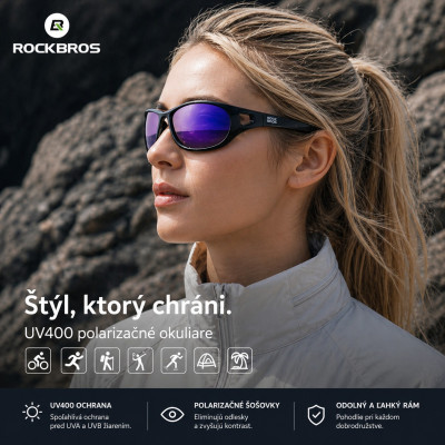 Okuliare RockBros, lesklé čierne