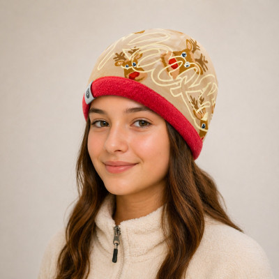 Zimná detská termo čiapka Rockbros z polarfleecu, s krytím na uši, hnedá