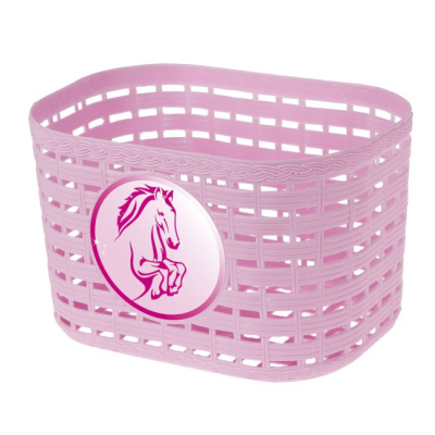 Košík predný plast, detský, ružový motív smajlík
